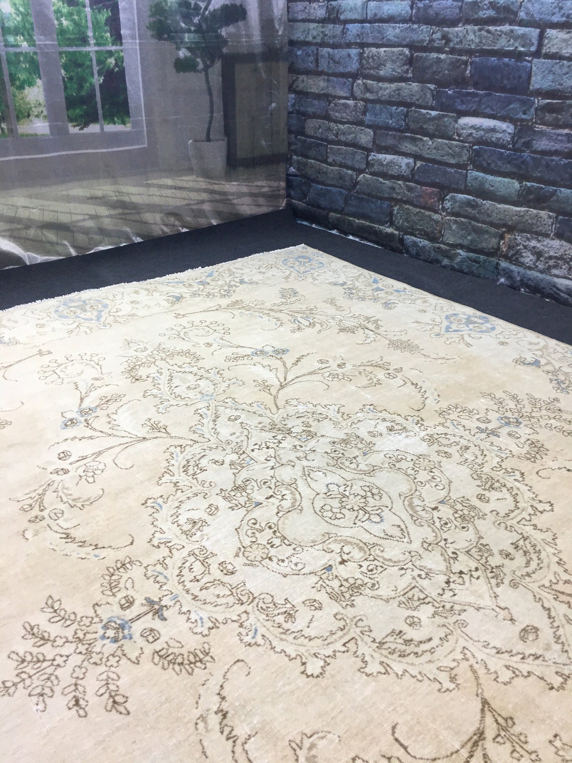 9x13 Persian style neutral vintage area rug Special work rug Etsy