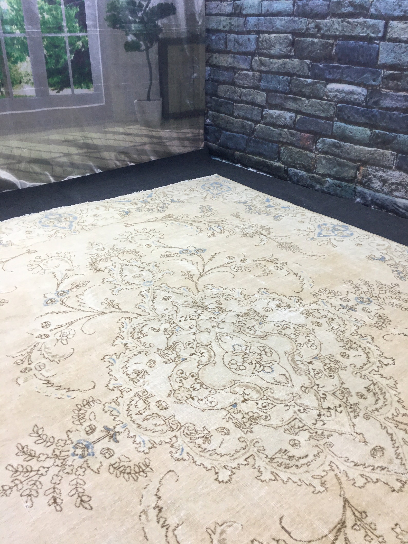 9x13 Persian style neutral vintage area rug Special work rug Etsy