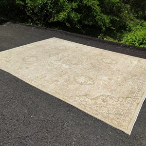 Tapis neutre 7 x 10, tapis de salon, grand tapis vintage, tapis neutre, tapis fait main, tapis de décoration d'intérieur