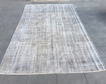 5 by 10 Vintage grey rug, Vintage area rug, 4.53x10.40 feet, Turkish boho rug for saloon rug, Handwoven rug, Faded rug,Wool gray rug-carpet,