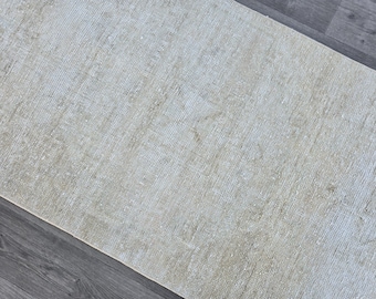 Vintage Soft Runner 3x11, Beige Runner, Turkish Runner, Hallway Rug Runner, Handmade Wool Runner, Boho Decor Runner, Neutral Runner,Pale Rug