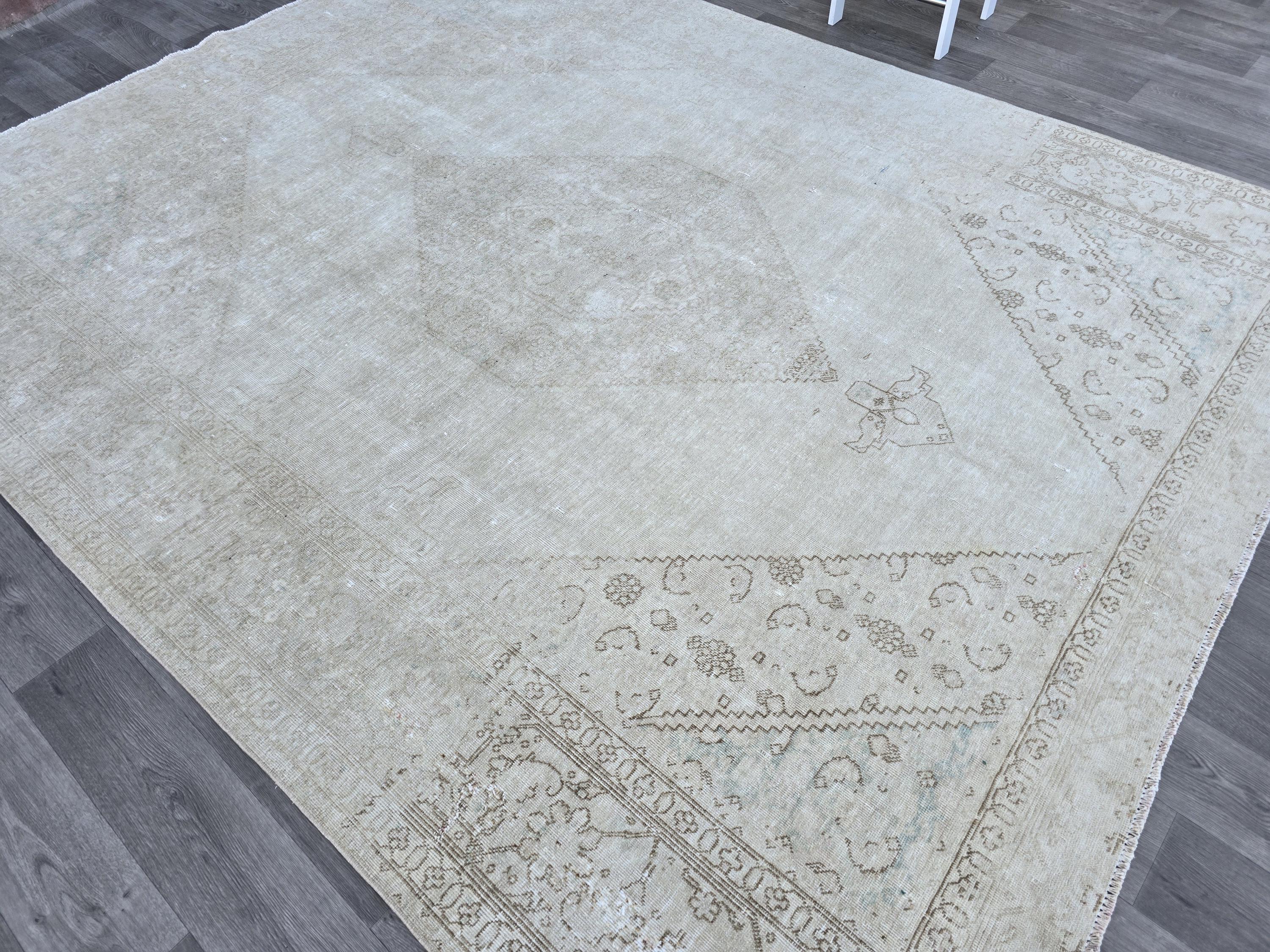 8X10 RUG, Neutral Rug, Turkish Area Rug, Oriental Antique Carpet, Bedroom Rug, Handmade Wool Rug, Dining Room Rug, Muted Oushak Rug,Pale Rug
