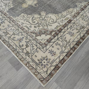 Bedroom Rug, Turkish Area Rug 7x10 Vintage Neutral Rug, Beige Gray Brown Rug, Living Room Rug, Muted Oushak Rug, Handmade Rug,Distressed Rug