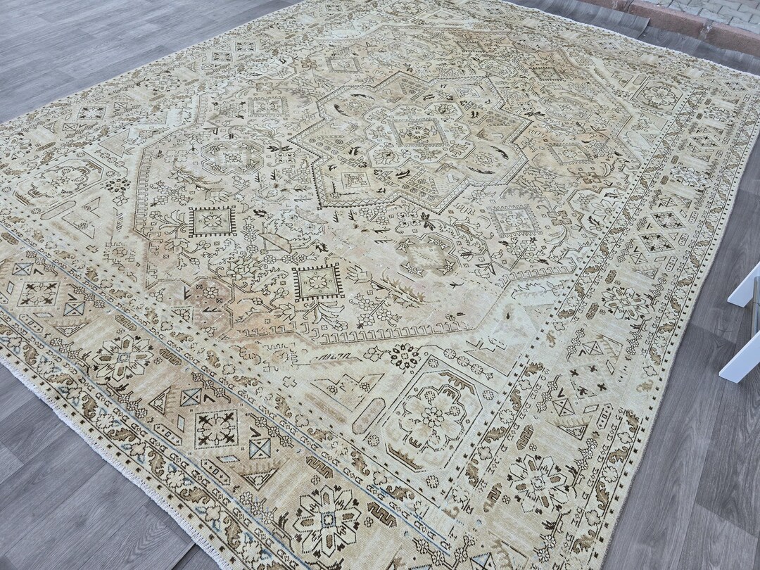 Acem Rug Rugs Acem Rug, 10x12 Vintage Rug Neutral, Turkish Area Rug 10x13, Rug for ...