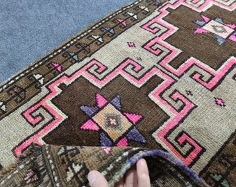 Bathroom rug, Small vintage rug- 2x3 feet mini rug - Hand knotted rug, Turkish outdoor rug, Living room decor, Home decor rug- Antique rug