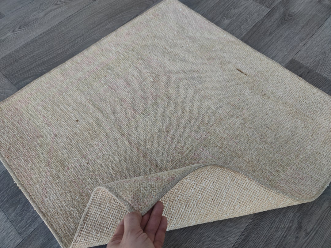 3x3 Handmade Small Square Rug, 2,5x2,5 Wool Bath Rug, 30 X 30 Inch