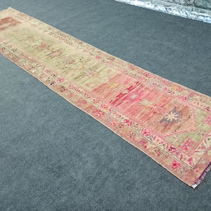 Herki runner rug 3x12 Vintage herki neutral runner rug, 3 x 12 Kitchen hallway runner, Boho decor rug, Ethnic herki rug,Handmade wool runner