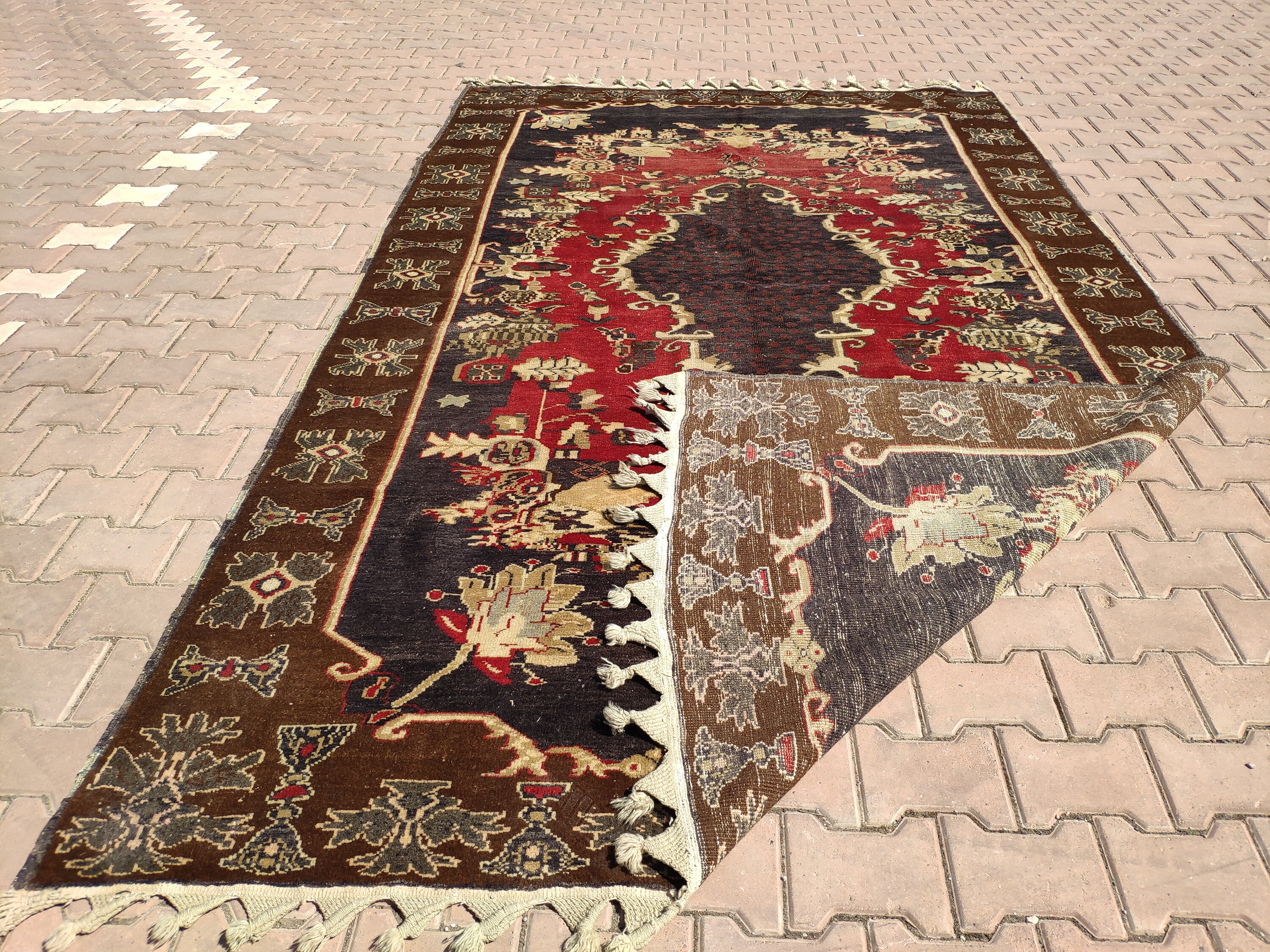 6x11 Turkish rug, Oriental vintage natural rug 7x11 ,Saloon rugs