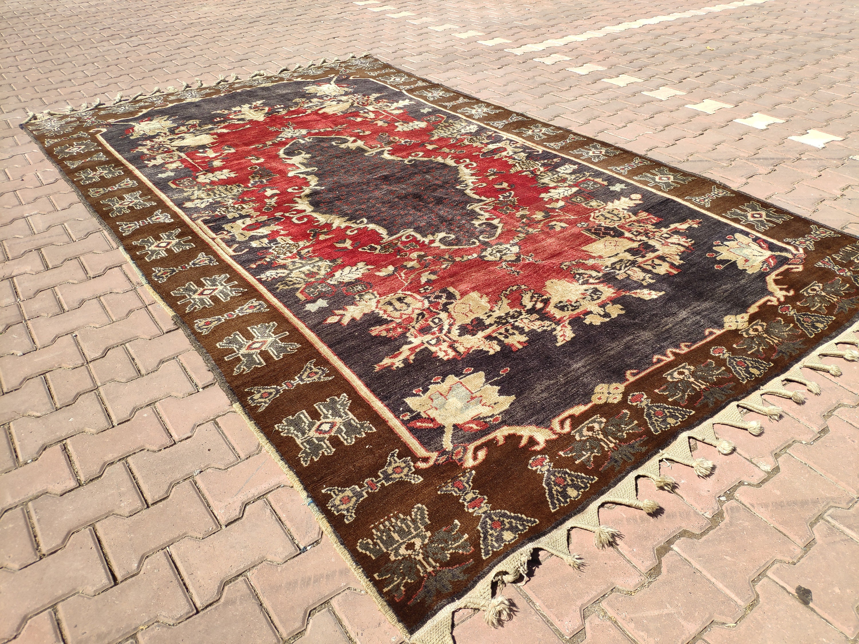6x11 Turkish rug, Oriental vintage natural rug 7x11 ,Saloon rugs