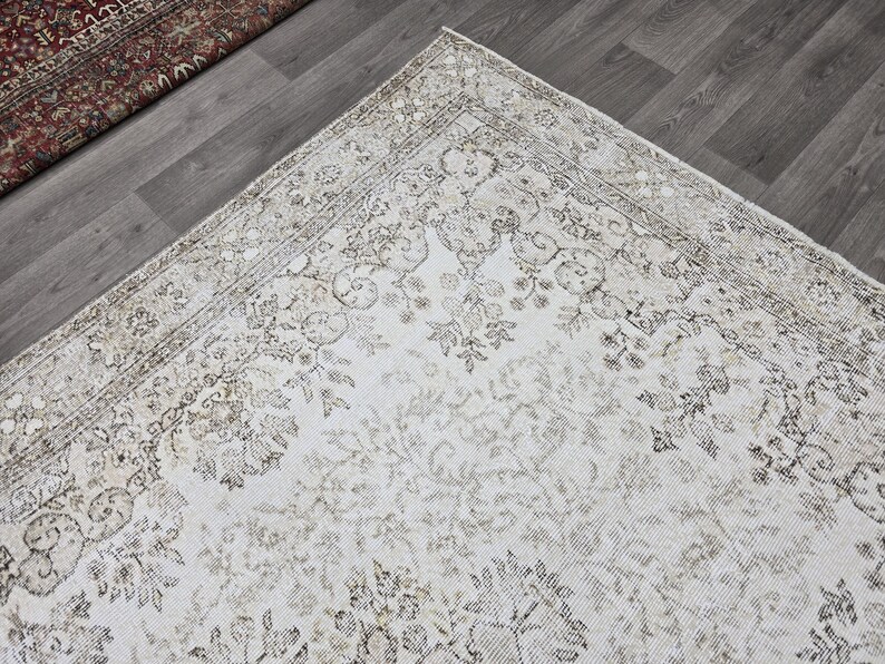 Handgeknüpfter Wollteppich 200x300, Handgeknüpfter Wollteppich, Vintage Teppich, Wohnzimmerteppich, Türkischer Teppich, Anatolischer Oushak Teppich Bild 7