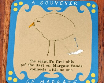 Seagull Drawing Coasters (4): Margate Seaside Art