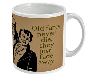 Funny Retirement Mug: Old Farts Gift, Beige Ceramic 11oz