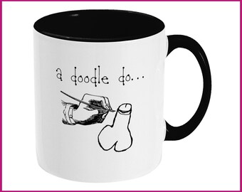 Funny cock mug features hand-drawn dick doodling fun