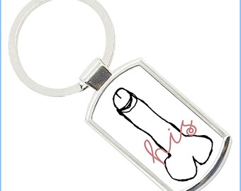 Penis Art Metal Keyring Gift for Him or Her