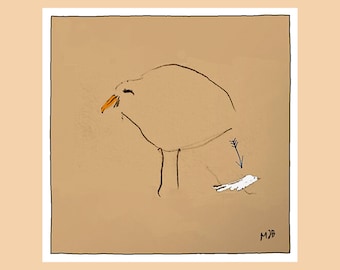 Wall art giclée print captures the moment of seagull's movement on Margate Sands