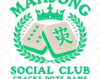 Mahjong Social Club PNG: Cracks Dots Bams and Snacks Design