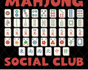 Mahjong Social Club PNG: Diseño de impresión moderno (Descarga digital)