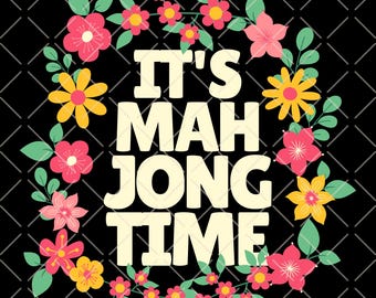 Es hora del Mahjong PNG, clipart floral de Mahjong, divertidos juegos de mesa para amantes de los azulejos