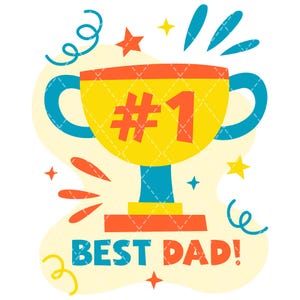 Beste vader trofee PNG, #1 vader clipart digitale download, leuk Vaderdag sublimatieontwerp voor shirts, mokken, kaarten, geschenken, feestdecor