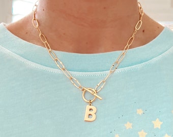 Toggle Clasp Initial Necklace