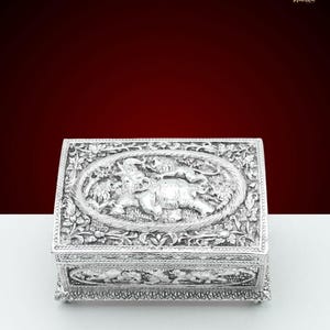 Luxurious Silver Plated Jewelry Box | Hand Carved Resin Box