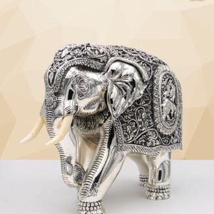 Unique Silver Plated Elephant Figurine |  Ideal for Home Decor, Table Decor and Gifting