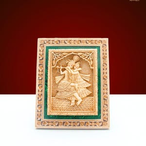 Hand Carved Radha Krishna Wall Hanging Frame | Unique Wall Art for Home Decor