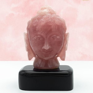 ローズクォーツ　仏陀像　大 天然ローズクォーツ仏頭像 – 7インチ、13500カラットの宝石