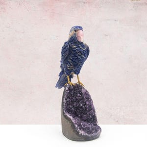 Natural Sodalite Parrot Figurine | Crystal Bird Showpiece for Home Decor
