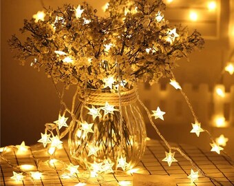 Ramadan Party Christmas Garden Decorations Warm White Wedding Fairy String Light for Home Twinkle Star 40 LED 14 FT Star String Lights Battery Operated Ramadan Party Christmas Garden Decorations Warm White Wedding Fairy String Light for Home Twinkle Star 40 LED 14 FT Star String Lights Battery Operated