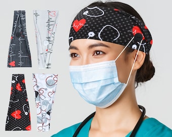 nurse headband with buttons,  mask headband, soft stretchy ,super comfy
