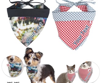 dog collar personalized with tag 2 layers , Scarf Kerchief Dog Bibs Washable Accessories for Small Medium Large Dogs Cat Pet