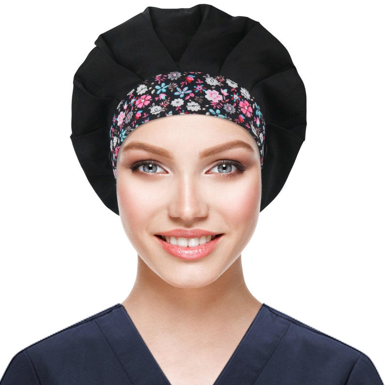 Scrub caps Bouffant hat with buttons sweatband and elastic Etsy