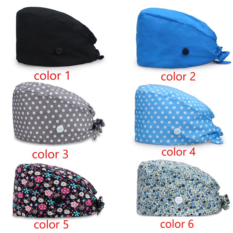Scrub Caps Surgical Caps Nurse Cap With Button Sweatband Etsy