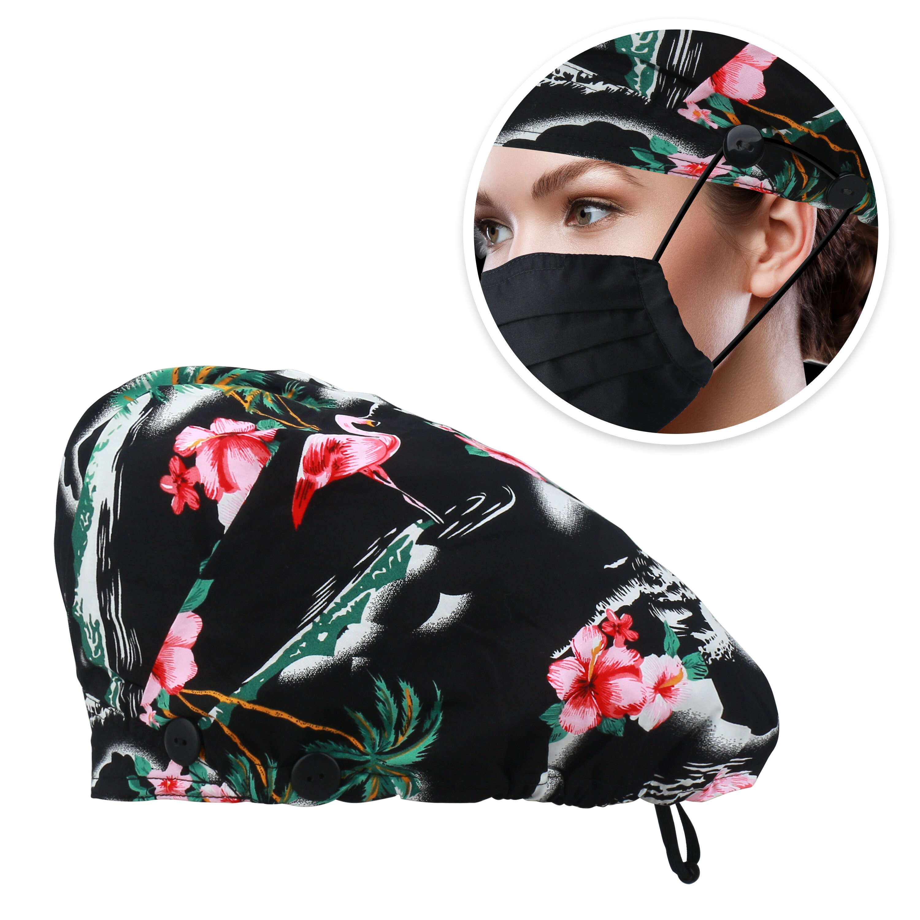 Scrub hats, Flamingo Bouffant surgical 