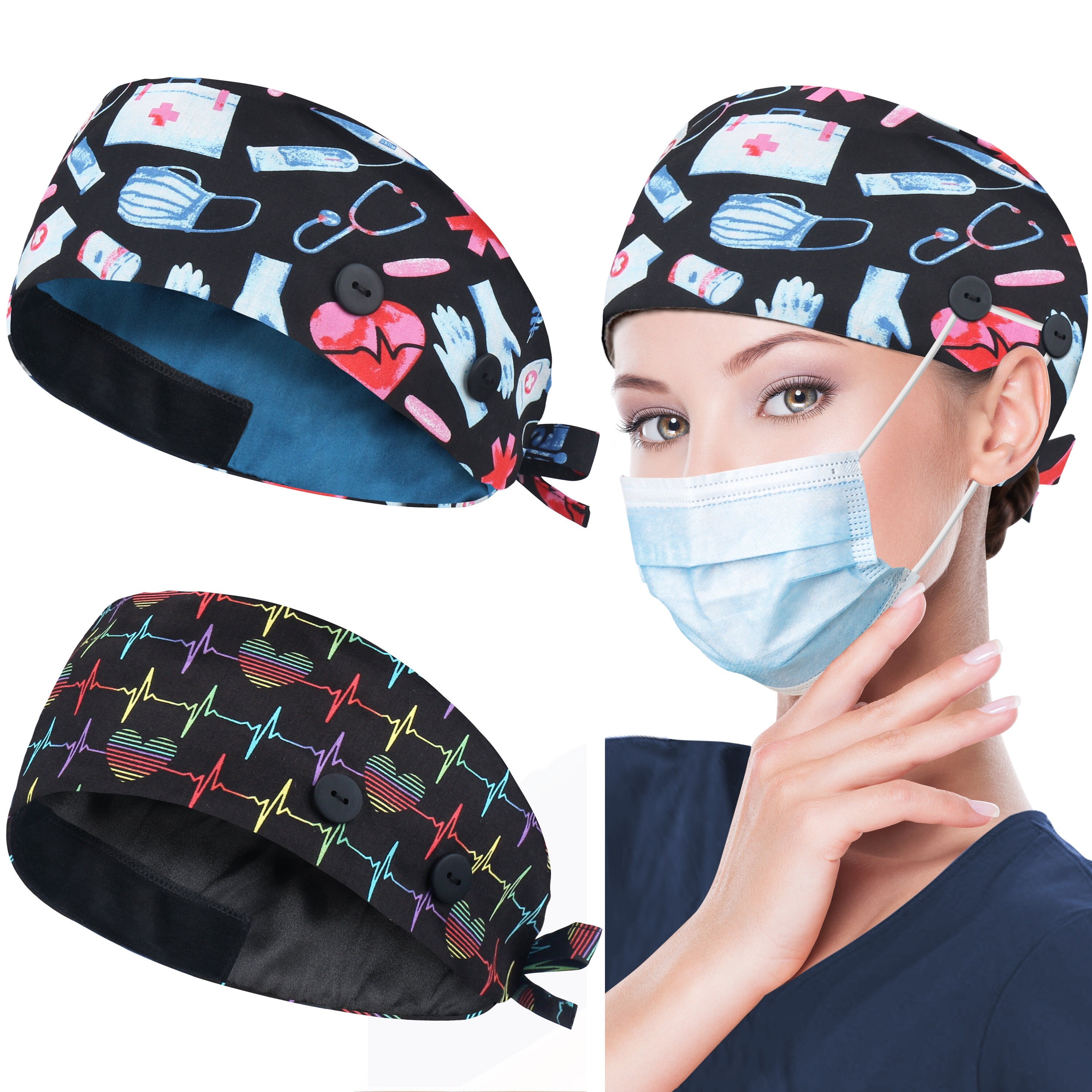 men women , tieback surgical caps 