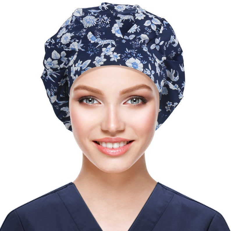 Surgical caps for women with button sweatband and elastic Etsy