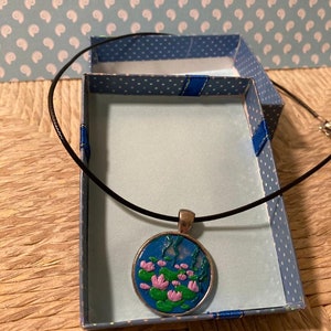 Monet picture fimo necklace water lilies fimo art gift