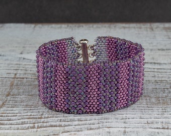 Purple Peanut Bead Beadwoven Bracelet