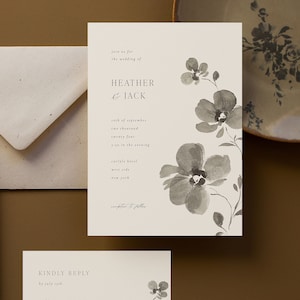 Loose Florals Canva DIY Wedding Invitation Suite-Minimalist Printable Wedding Invitation Templates-Wedding Invite,Details Card,RSVP, -WS05