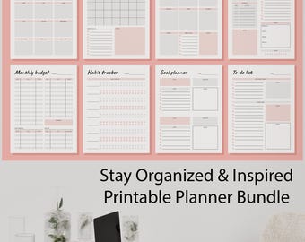 Printable Planner Bundle: Weekly, Daily, Monthly Organizers (A4/A5 PDF Download)