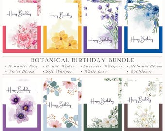 Botanical Birthday Card Bundle – A6 Floral Greeting Cards with Envelopes