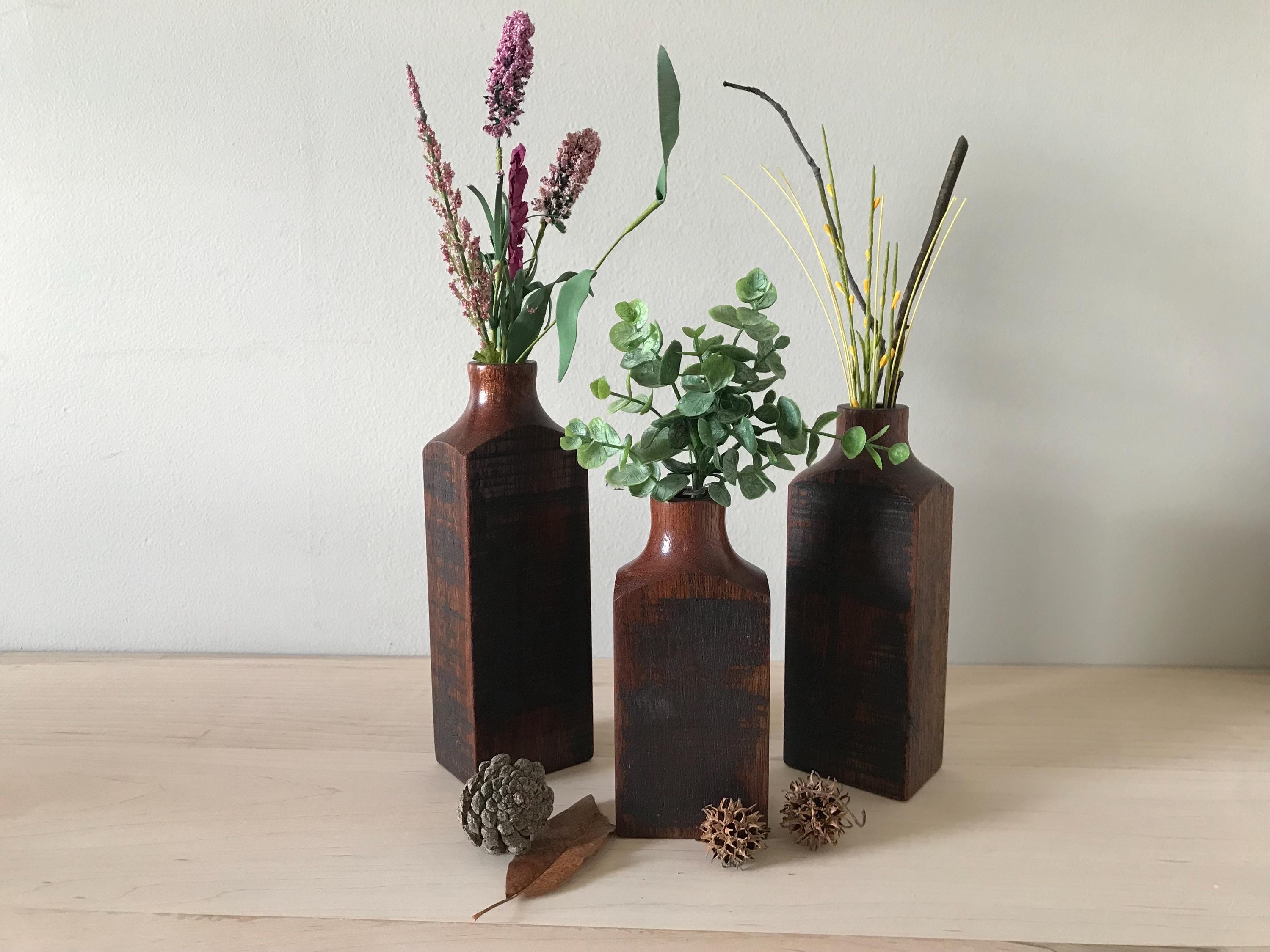 木製　花瓶　花器　3点セット 木製花瓶（3個セット） - Etsy 日本