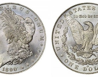 1890 o morgan dollar unc