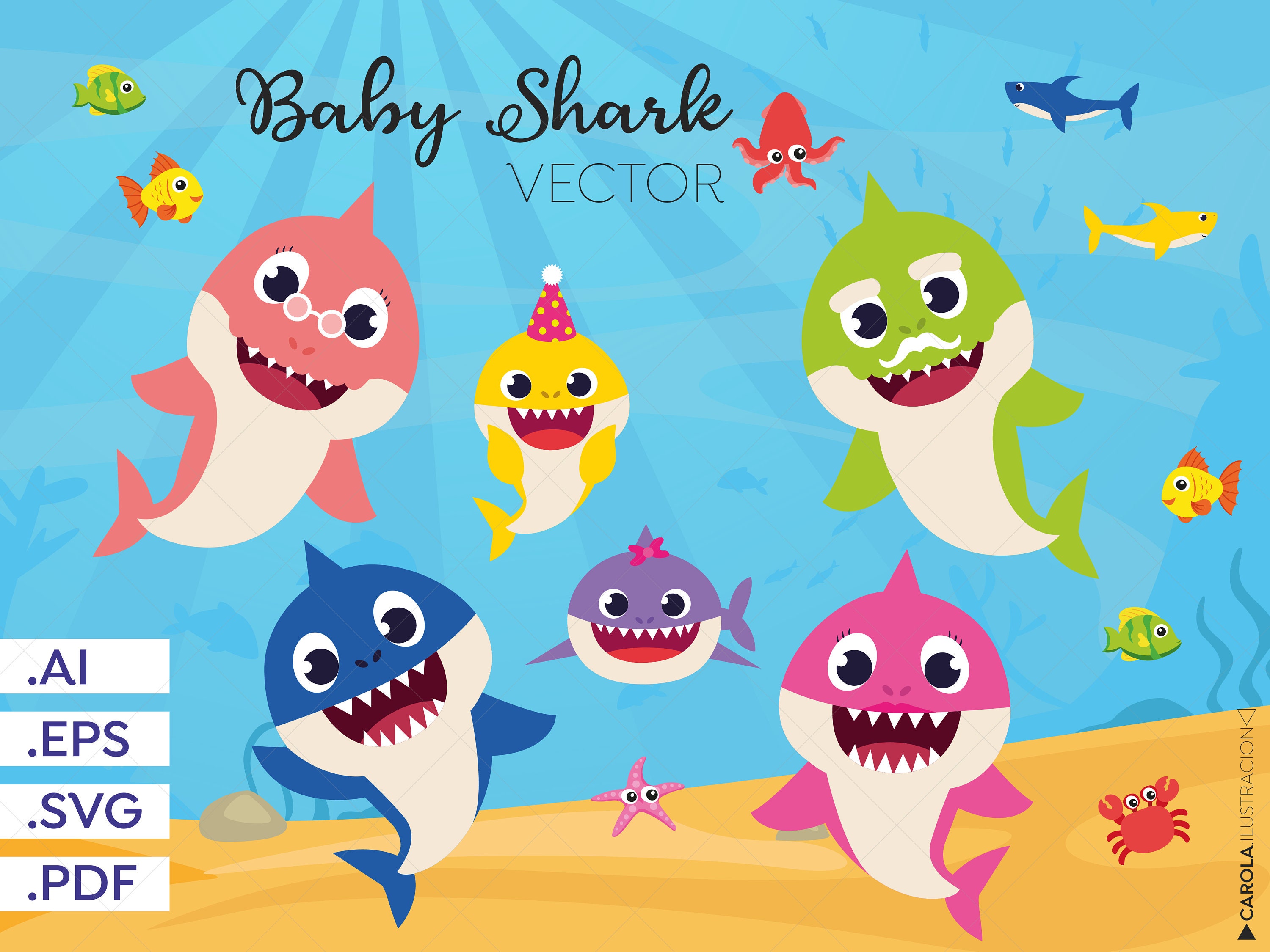 Baby Shark Family Birthday SVG