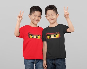 Bricks Ninja eyes kids t shirt design ninjago top gift present idea boys Kids Childrens Boys Girls Top Tee T-Shirt Gift Present Idea