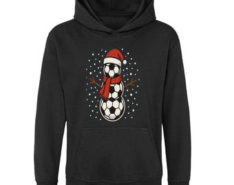 Football Snowman Kids Hoodie, Christmas Pullover, Ages 5-13