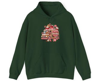 Sweet Holiday Delivery Unisex Hoodie, Gingerbread Van Hoodie, Candy Christmas Gift, Baker Xmas Top
