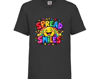 Spread Smiles Kids T-Shirt, Happy Sun Cotton Top, Ages 3-13