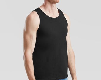 Fruit of the Loom 3 Piece/Single Plain Vest, Blank Mens Cotton  Valueweight, Unisex Tank Top